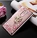 Honor 6X Case ,Opretty Slim Soft Gel Clear Bling Case Rose Gold Metal Plating Bumper Cover With 360 Rotating Ring Grip/Stand Holder/Kickstand For Honor 6X (Pink Flower)