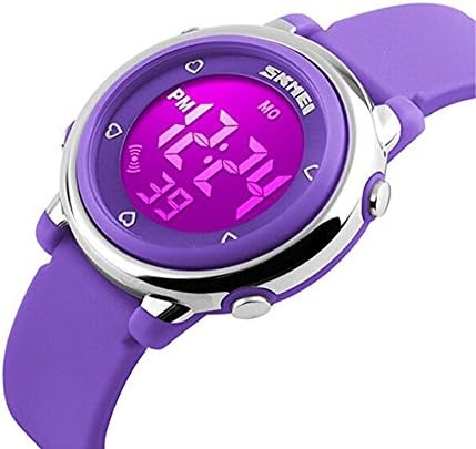 Kids Digital Watch Children Sports Outdoor Dress Watch Boy Girls Waterproof LED Alarm Wrist Watch-Purple