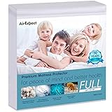 AirExpect Waterproof Mattress Protector Full Size 100% Organic Cotton Hypoallergenic Breathable Mattress Pad Cover, Dust Mite Proof, Bed Bug Proof, 18