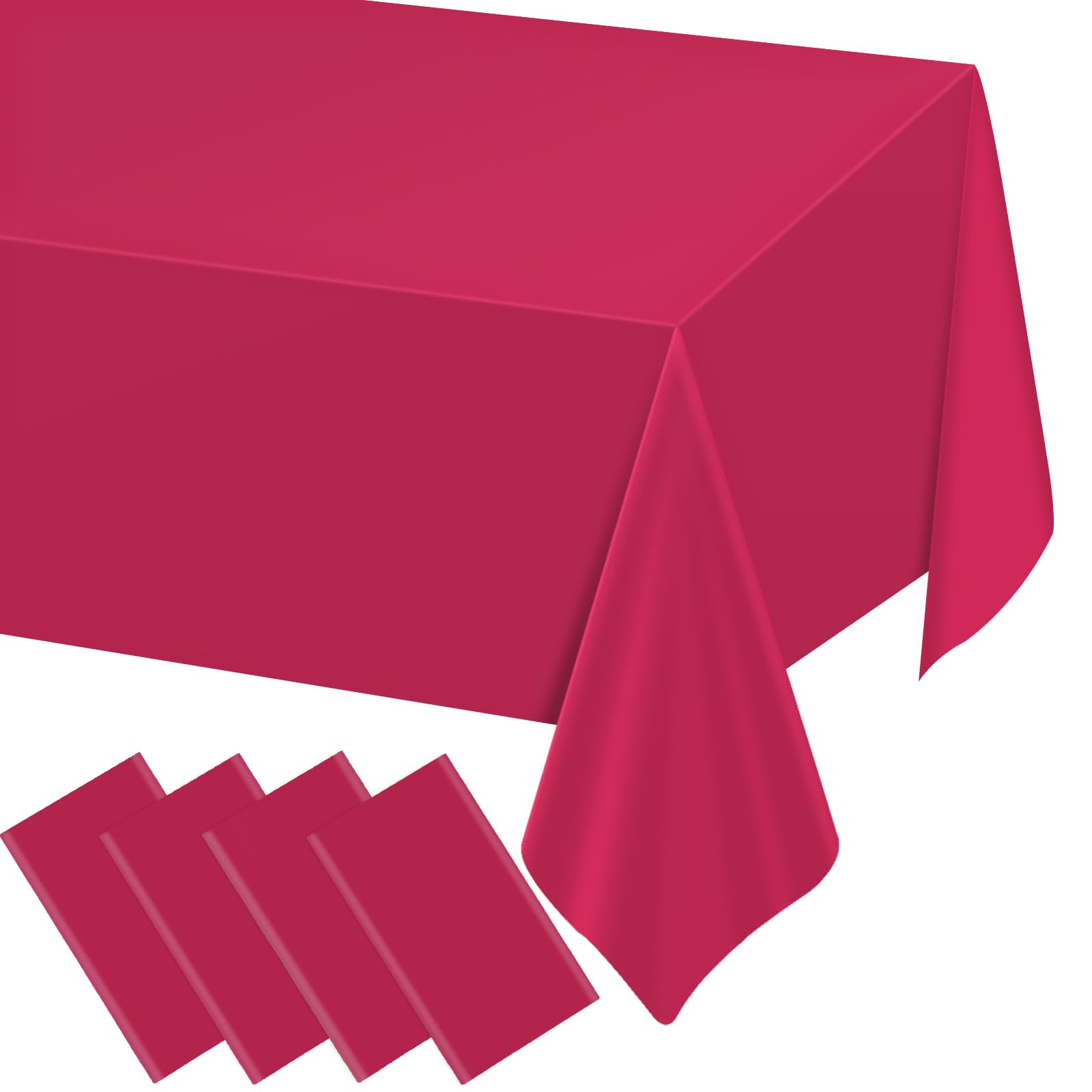 WNINK 4 Pack Bright Red Plastic Tablecloth