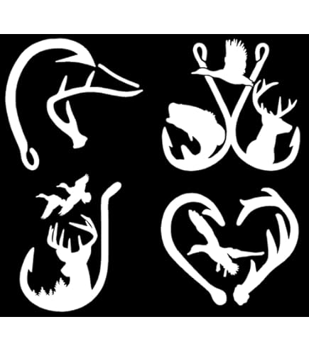 Amazon.com: Thistle Brook Cottage Air & Sea Deer Head Fishing Fish Hook  Antler Buck Ducks Car Decal 5 x 4 White Vinyl Hunting Truck Rear Window  Windshield : Sports & Outdoors