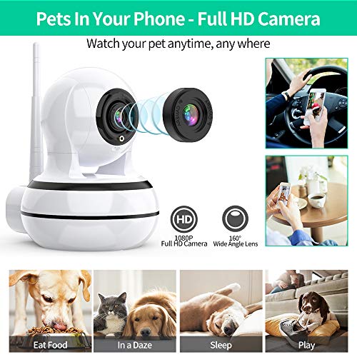 Home Security Camera, Pet Dog Camera with Interactive Laser Toy