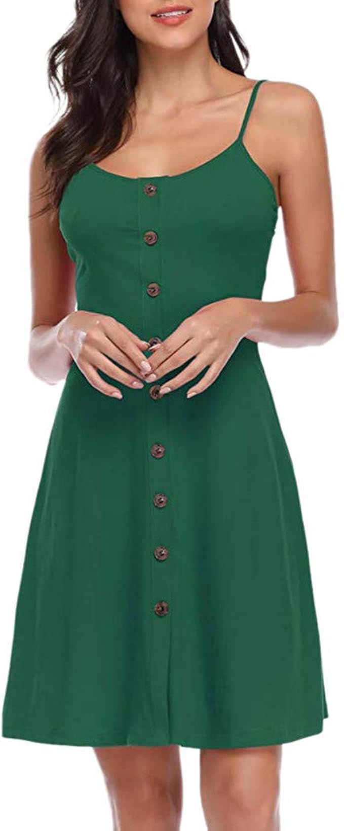 Damen Kleid Sommer Neuer Trend Ärmellos Mit Knöpfen Rock ...