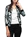 Allegra K Women's Long Sleeves Stand Collar Zip Up Floral Bomber Jacket Grey M