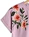 SweatyRocks Women's Casual Summer Tops Floral Embroidered Short Sleeve T Shirt Pink Medium