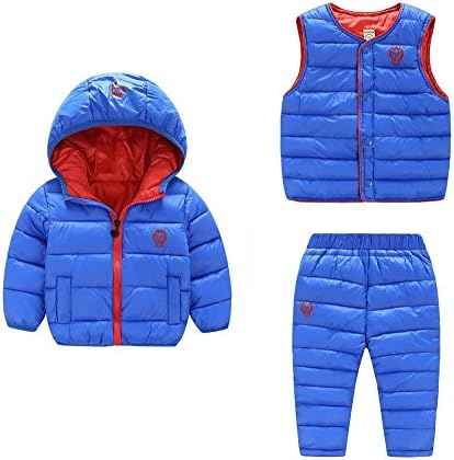 Wxian Unisex Children Warm Down Coat Puffer Jacket Three-Piece