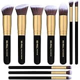 BS-MALL(TM) Makeup Brush Set Premium Synthetic Kabuki Cosmetics Foundation Blending Blush Eyeliner Face Powder Brush Makeup Brush Kit (10pcs, Golden Black)