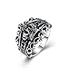 Herinos Stainless Steel Black Crown Ring Halloween with Hollowed-Out Design