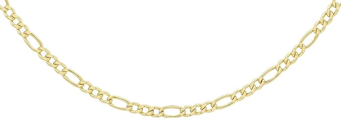 14 Karat 585 Gold Italienisch Flach Figaro Gelbgold Unisex Kette - Breite 3 mm