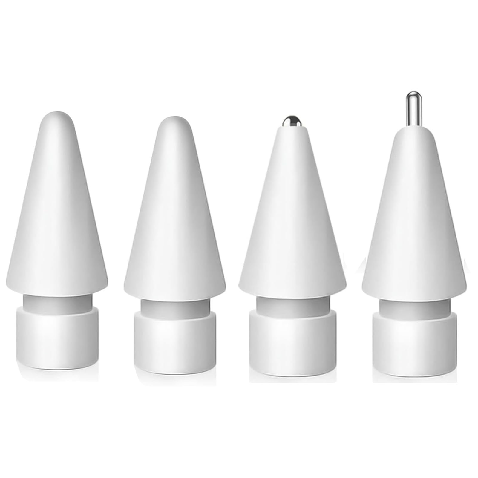 YuanYouTong Replacement Tips for Apple Pencil 2nd Generation/1st Gen/USB C, Upgraded Longer and Fine Point Metal Pen Nibs for Apple Pencil, Wear-Resistant & Precise Control (White, 4 Pack)