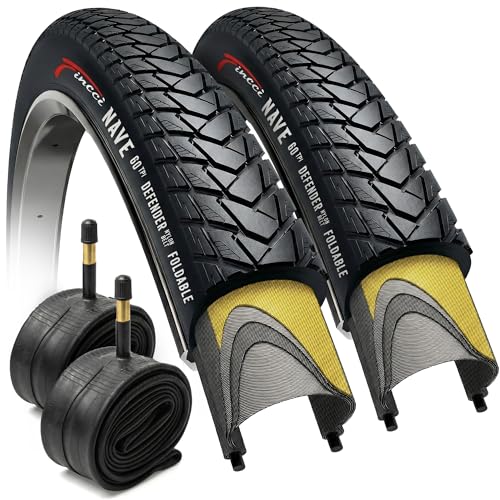 Fincci Gravel Copertoni Bici 700x35c - Set di Pneumatici Pieghevoli 28" con Protezione Antiforatura 1 mm e 2 Camere d'aria 37-622 - Gomme per Montagne & Elettrica Bici, City Bike Uomo & Donna