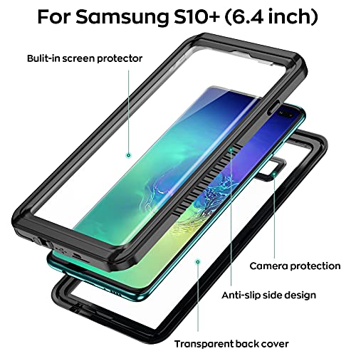 ایگرد | قیمت و خرید Redpepper Samsung Galaxy S10 Plus Waterproof Case,  Built in Screen Protector 360°Full Body Protective Shockproof IP68  Waterproof Case for Samsung Galaxy S10 Plus(6.4inch)-Black