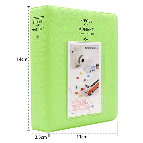 Ablus 2x3 Inch Photo Paper Film Album Set for Fujifilm Instax Mini Camera/HP Sprocket Photo Printer/Polaroid Snap, Z2300, SocialMatic Instant Cameras&Zip Instant Printer (64 Pockets, Lime Green)