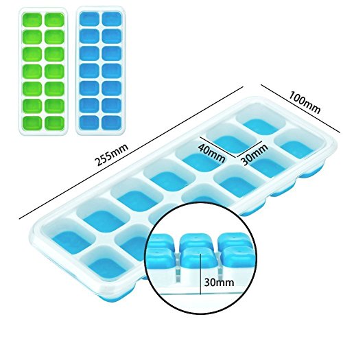 Ice Cube Trays Silicone,Ice Cube Mold Ice Tray Spill Resistant Lids 4 Pack and Flexible Reusable 14-Ice Trays Set with Lid Stackable BPA Free Dishwasher Safe Ice Cube Maker Storage Containers - Thumbnail 2