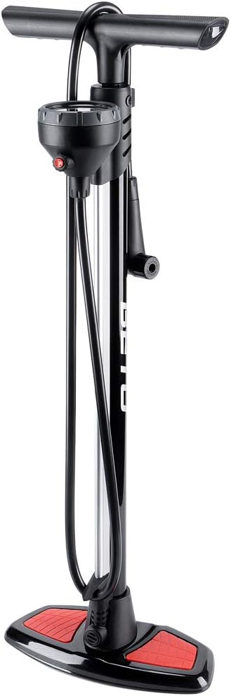 Beto Bike Pump Portable - Bicycle Floor Pump with Industrial Top-Mounted Gauge & Air Bleed Button - Presta Schrader Dunlop Valve Universal, Steel Tube 160 Psi Max (Black/Red) : Sports & Outdoors
