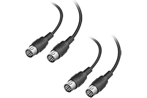 FORE 6.5 Feet 2-Pack Male to Male 5-Pin DIN MIDI Cable Compatible with MIDI Keyboard/Synthesizer/Guitar Multi Effects/Audio Interface/Audio Mixer/Auido Amplifier/External Sound Card/Black