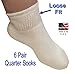AHG Diabetic White Ankle Socks Cotton Blend 6 Pair Women's Men's Sizes 9-11