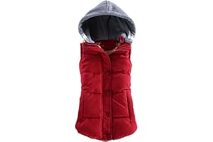 Yeokou Women's Slim Sleeveless Quilted Removable Hooded Winter Puffer Vest Coat