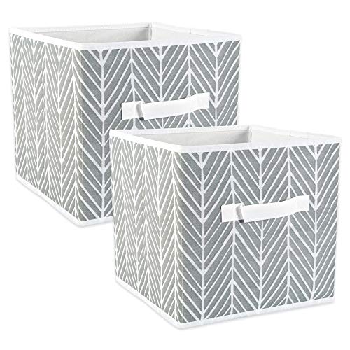 DII Faltbare Stoff Aufbewahrung Container für Kindergärten, Büros, Schränken, Home Décor, Cube Organisatoren & Everyday speicherbedarf, (groß – 27,9 x 27,9 x 27,9 cm) Fischgrätenmuster mint – Set von 2, grau, Large
