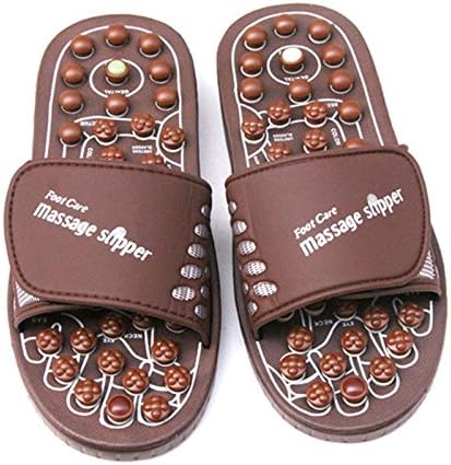 Reflexology Massage Sandals Acupressure Foot Massager Rotating Acupoint Acupuncture Foot Massage Shoes Slippers for Men Women (S/M/L) with Jade Stones and Tourmalines