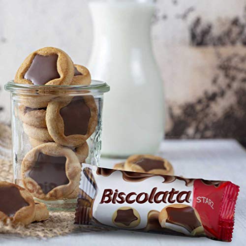 Biscolata Starz Tea Biscuit Filled Cookies Topped with Milk Chocolate - 6 Bite Size Cookies Per Individually Wrapped Pack, Premium To-Go Snack, 6 Count (2-Pack)