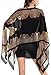 DJT Womens Paisley Print Chiffon Beachwear Poncho Bikini Cover Up Top X-Large Black