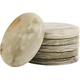 Radicaln Marble Coasters Set of 6 for Drinks, 3.5 Inch Round Coaster | Handmade Green Onyx with smooth edges and felt base, natural stone drink coasters for coffee tables, kitchen decor & gifts
