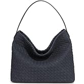 Women's Woven Shoulder Bag Handbags PU Leather Tote Bag Top-handle Shoulder Bag Soft Vegan Underarm Bag Woven Purse Clutch