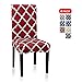 Dining Chair Covers, Geometric Print Dining Chair Slipcovers, Removable Washable Stretch Furniture Protector for Kitchen Room Hotel Table Banquet (4 Per Set, Wine Red)
