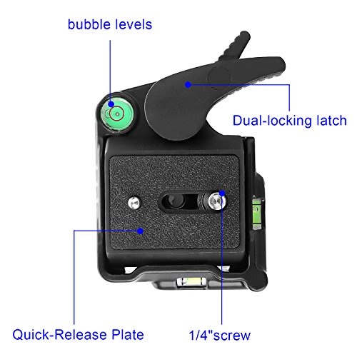 Papaler Quick Release Plate, KINGJOY BB-20A Aluminum Quick Release Plate QR Plate Adapter 1/4" and 3/8" Screws for DSLR Camera Camcorder Tripod Monopod Ball Head