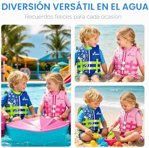 Colete de natação infantil, colete flutuante em neoprene com correia de segurança ajustável, melhoria da flutuabilidade na natação/1,5-4 anos/10-18 kg