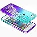 iPhone 8 Case, iPhone 7 Case with Tempered Glass Screen Protector for Girls Women Kids, NageBee Glitter Liquid Sparkle Bling Floating Waterfall Diamond Shockproof Cute Case for iPhone 7/8 -Aqua/Purple