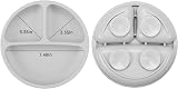 PandaEar Silicone Feeding Set 2 Divided Plates 2 Bowls 2 Tiny Cups Pink Gray view 3