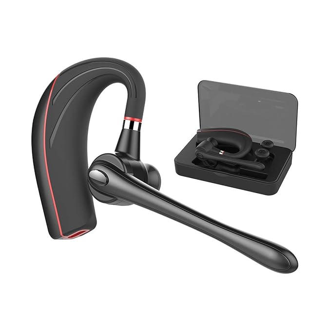 Bluetooth Headset,Wrieless Ohrhörer Bluetooth Kopfhörer V5.0 Freisprechen mit Mikrofon für Business/Büro/Fahren Kompatibel für iPhone/Motorola/Huawei/LG/Android Handys (Rot)