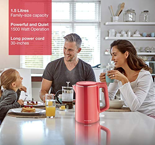 Premium Cordless Hot Water Electric Tea Kettle - Automatic Shut Off - Double Wall Cool Touch - Water Heater Boiler, Fast Boil - Portable Kettle - British Strix Сontroller - Thumbnail 6