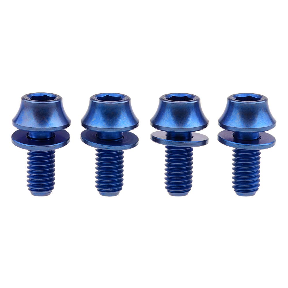 Wanyifa Titanium M5x12mm with Washers Bicycle Water Bottle Cage Hex Bolts Pack of 4 (Blue)