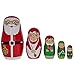 BestPysanky Set of 5 Santa, Mrs. Claus, Elf & Snowman Wooden Nesting Dolls 4.75 Inches