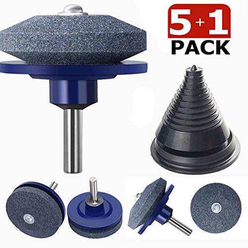 XIAOYU Lawn Mower Blade Sharpener & Blade Balancer for 750-042 Kit,Mower Blade Sharpener, Grinder Wheel Stone for Any Hand Drill Power Drill,for Courtyard Garden and Outdoor - 6 Pack