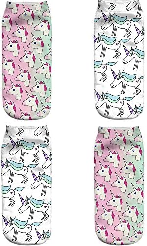 Funny Unicorn Ankle Socks For Girls Crazy Cute Animal 3d Print Cartoon Style