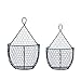 J Miles CO It's Useful. Hanging Display Storage Baskets - Wall Hanging Units for Flowers, Fruits and Veggies, Decorations, and More (Black, 1 Large 1 Small)
