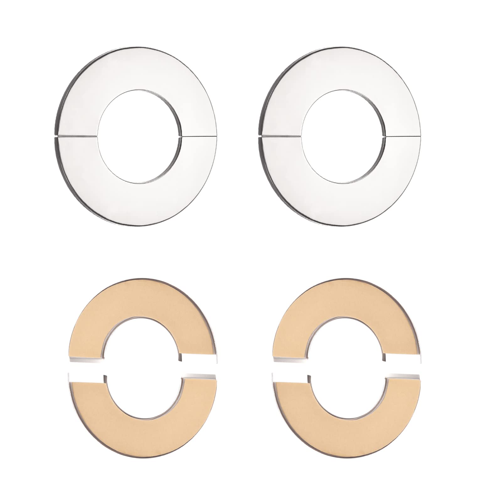 DTGN 140x5mm(DxT) Wall Split Flange - 4Pack - Good for Bathroom Kitchen 50mm Dia Pipe - Stainless Steel Round Escutcheon Plate - Silver Tone
