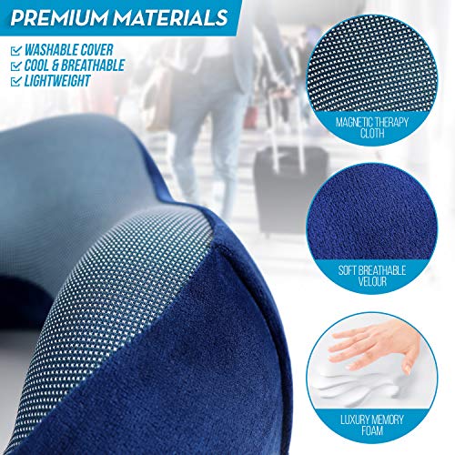 Sierra Concepts Travel Pillow 100 Pure Memory Foam Neck Pillows for Airplane, Traveling, Car