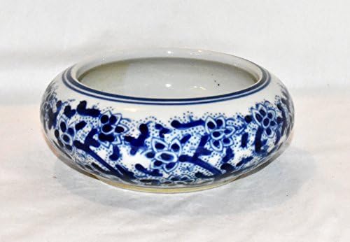 New 5.5" Ornate Oriental Floral Design Round Bamboo Planter Pot/Change Holder
