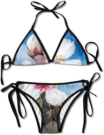 Unique Blossom Plum Almond Flower Spring Pink Padded Top Bottom Bikini Swiming Suit Two Piece Suits