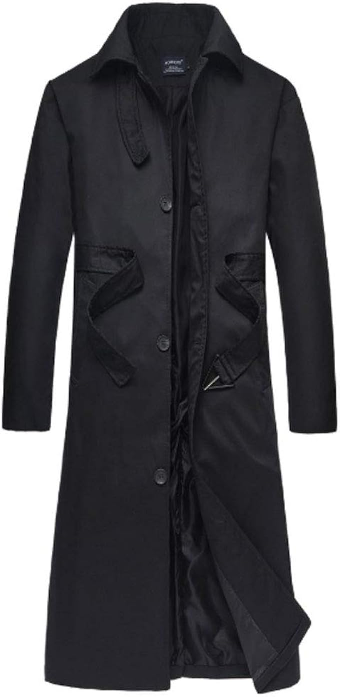 HZCX FASHION Mens Single Breasted Trench Coats Long Belted Jackets