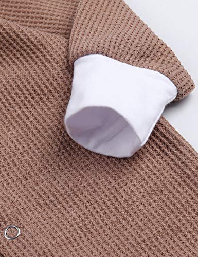 itkidboy Newborn Baby Boy Girl Cute Solid Color Long Sleeve Romper Jumpsuit with Bottons Outfits Clothes(3-6M) Brown - Thumbnail 5