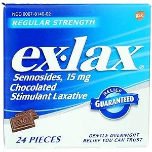 Image of Ex-Lax Regular Strength Chocolated Stimulant Laxative, 24 Pieces - Pack of 2