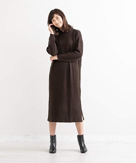 Amazon アフタヌーンティー リビング Afternoontea Living ワンピース チュニック カット リブ ワンピース ブラウン ワンピース チュニック 通販
