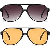 Freckles Mark Vintage Retro 70s Sunglasses for Women Men Classic Large Square Aviator Trendy Glasses