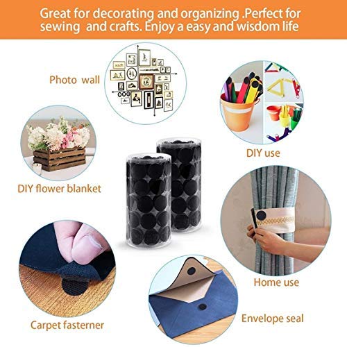 Vkey (500 Pair Sets 20mm Diameter Sticky Back Coins Hook & Loop Self Adhesive Dots Tapes (Black/3/4/500pairs) - Thumbnail 3